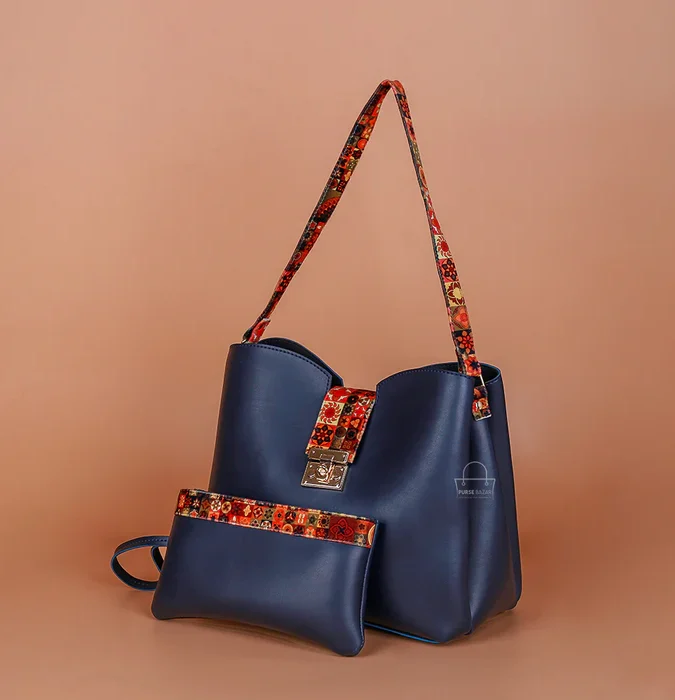 Classy 2 Pcs Blue Shoulder Bag