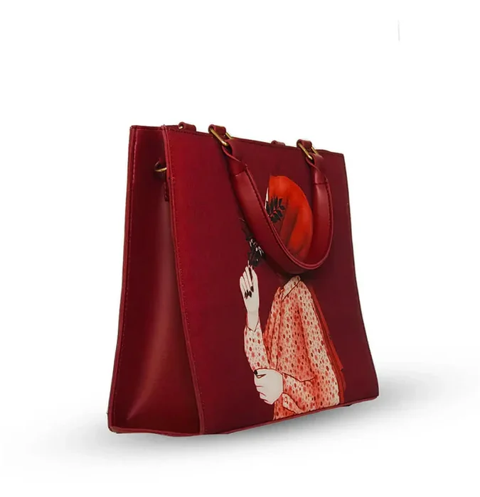 Hijab Girl Red Canvas Tote Bag