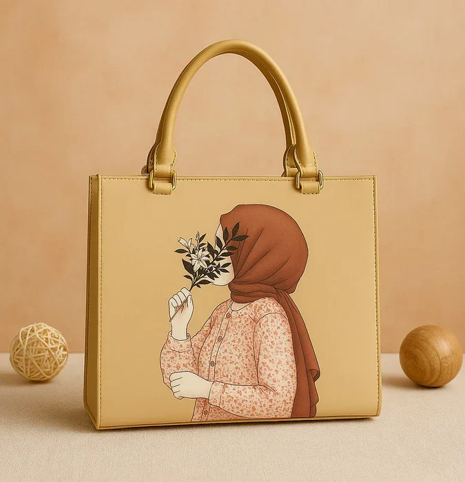 Hijab Girl Beige Canvas Tote Bag