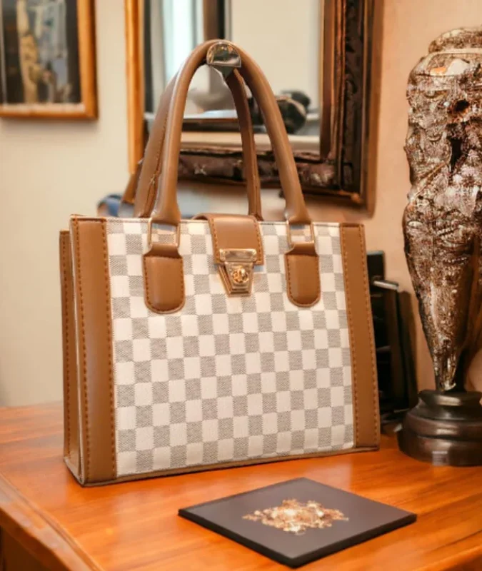 Elite White & Brown Handbag